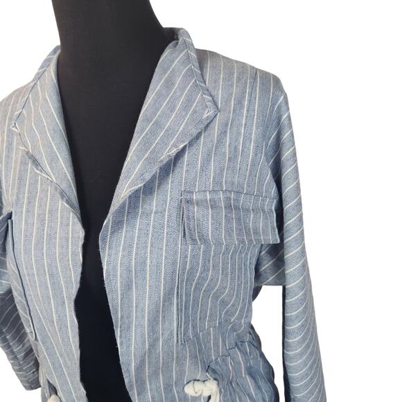 Bobi Black Blue & White Lightweight Jacket Drawstring Waist Small - Picture 2 of 9